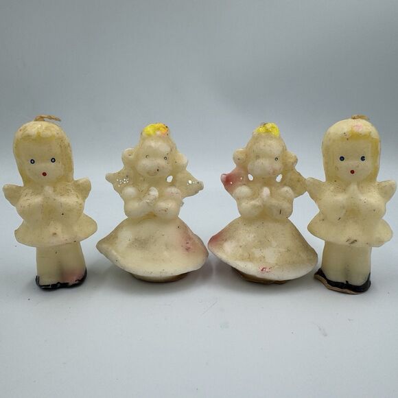 Gurley Candles 5" Angels Unlit Original Labels Vintage Set of 4 - Picture 1 of 4